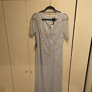 Elegant Beaded Gray Dress